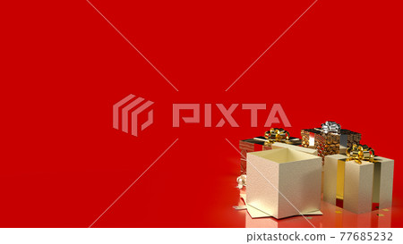 The gift boxes on red background for sale promotion business content 3d rendering 77685232