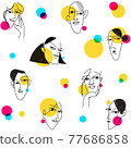 Seamless modern background with faces in cute pop art style. 77686858