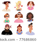 Set of female and male avatars portraits with faces 77686860
