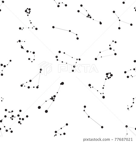 Seamless Pattern with Zodiac Sign and Stars on Cosmic Sky Background. Vector Illustration 77687021