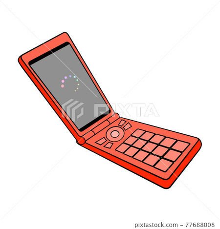 Red mobile phone (feature phone) - Stock Illustration [77688008] - PIXTA