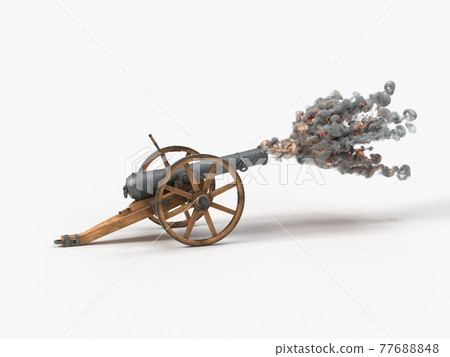 ramadan cannon on shot moment, 3d illustration ramadan cannon on shot moment, 3d illustration 77688848