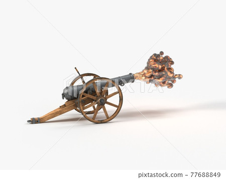 ramadan cannon on shot moment, 3d illustration ramadan cannon on shot moment, 3d illustration 77688849