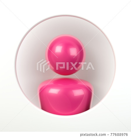pink female Avatar blank shape in white hole. 3d illustration 77688976