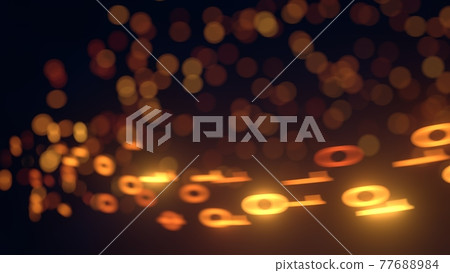 glowing binary code numbers flying front of screen. 3D illustration 77688984