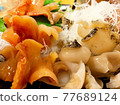 Fresh and vivid ark shells and whelk shells 77689124