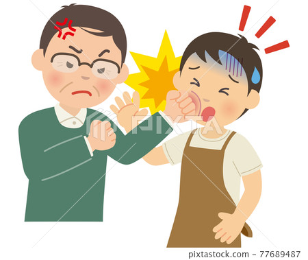 Male staff who are in trouble due to quarreling with customers Male staff who are in trouble due to quarreling with customers 77689487