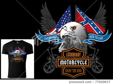T-shirt Design for Motorcyclists with Eagle Head 77689657