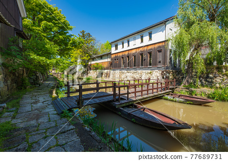 近江八幡八幡堀街景 照片素材 圖片 圖庫