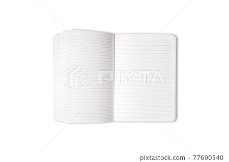 Blank open office Notepad or notebook isolated on white background. Mock up. Top view. Blank open office Notepad or notebook isolated on white background. Mock up. Top view. 77690540