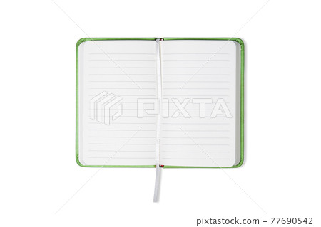 Blank open office Notepad or notebook isolated on white background. Mock up. Top view. Blank open office Notepad or notebook isolated on white background. Mock up. Top view. 77690542