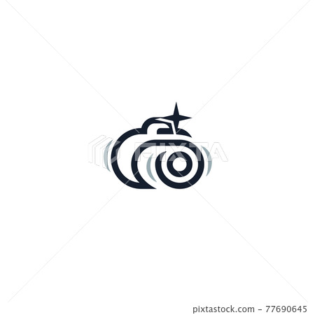 Camera vector icon lineart style for photo art studio or photographer logo concept. Photo camera isolated line sign or button for photo editor app or photo filter and graphic effect. 77690645