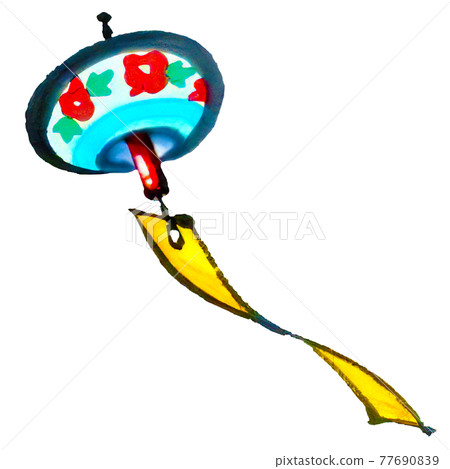 風鈴在手繪風中飄揚的插圖 77690839