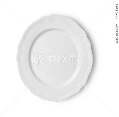 white ceramic plate on white background 77691365