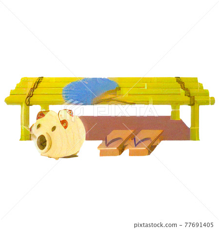 夏季門廊景觀的插圖 夏季門廊景觀的插圖 77691405