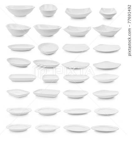 empty plate on white background empty plate on white background 77691492