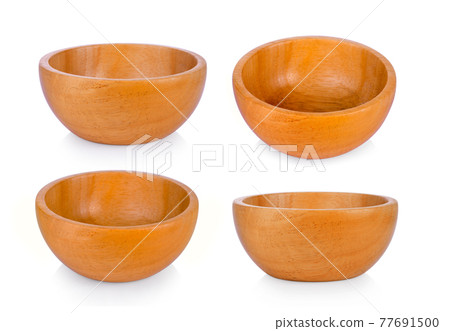 empty wood bowl on white 77691500