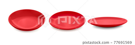 red plate on white background 77691569