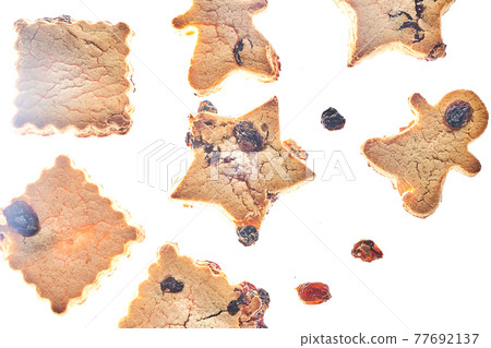Cookies in different shapes, gluten-free, healthy dessert isolated background 77692137