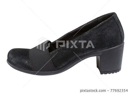 elegant women's shoes made of nubuck or suede leather, with high heels, on a white background elegant women's shoes made of nubuck or suede leather, with high heels, on a white background 77692354