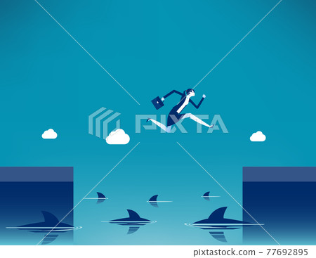 A woman run over the shark. Danger in business 77692895