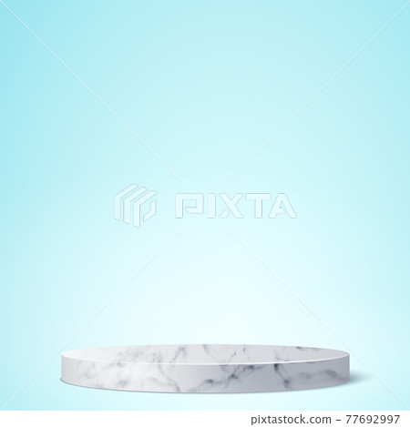 Blue studio background, with a round marble podium - Vector Blue studio background, with a round marble podium - Vector 77692997