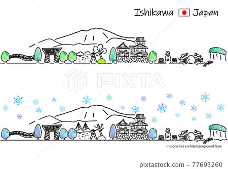 石川城市景觀簡單的線描設置在冬天 石川城市景觀簡單的線描設置在冬天 77693260