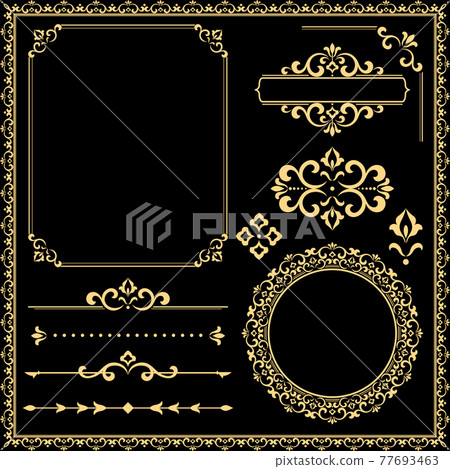 Vintage Set. Floral elements for design monograms 77693463