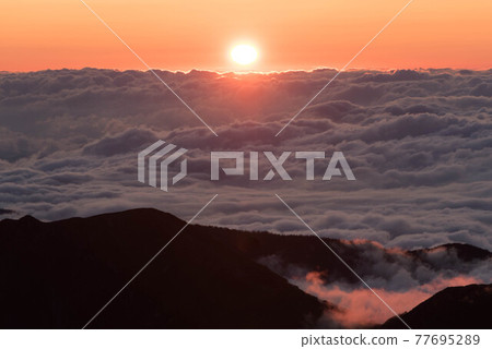 The sun setting in the sea of clouds The sun setting in the sea of clouds 77695289