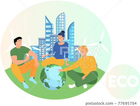 Climate and weather change of planet. Eco friendly, biodiversity, conservation and environmental protection 77695784