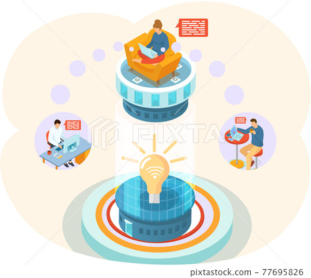 Remote working and networks. Professional business teleworkers connecting online and working from home Remote working and networks. Professional business teleworkers connecting online and working from home 77695826