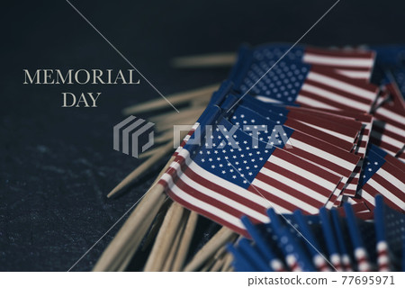US flags and text memorial day 77695971