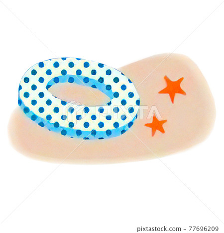 Illustration of a float and a starfish on the beach 77696209