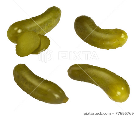 Pickled cucumbers. Salty canned vegetables spice for food delicious kitchen natural products for salad decent vector realistic sliced cucumbers Pickled cucumbers. Salty canned vegetables spice for food delicious kitchen natural products for salad decent vector realistic sliced cucumbers 77696769