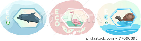Set of illustrations about eco system of Earth. Different animals, birds on abstract background Set of illustrations about eco system of Earth. Different animals, birds on abstract background 77696895