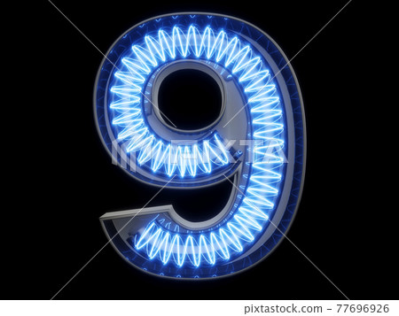 Light spiral digit alphabet character 9 nine font 77696926