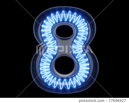 Light bulb spiral digit alphabet character 8 eight font 77696927