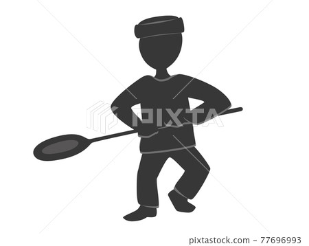silhouette of the man with pizza on the shovel 77696993