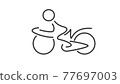 Simple man on the bicycle created from lines. 77697003