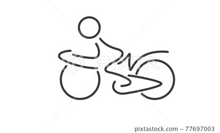 Simple man on the bicycle created from lines. 77697003