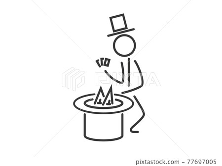 simple magician with cards, hat with rabbit ears simple magician with cards, hat with rabbit ears 77697005