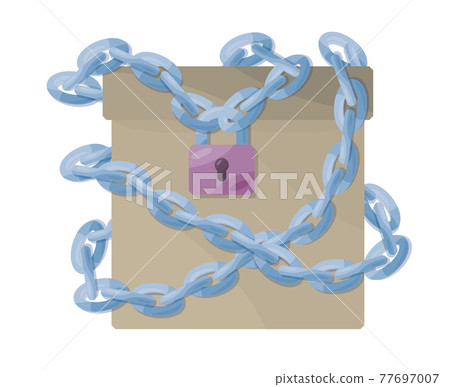 Closed paper box with chain and lock. Closed paper box with chain and lock. 77697007