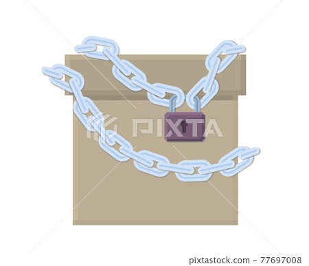 Closed paper box with chain and lock. 77697008