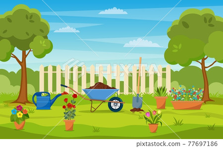 garden with green grass, garden with green grass, 77697186