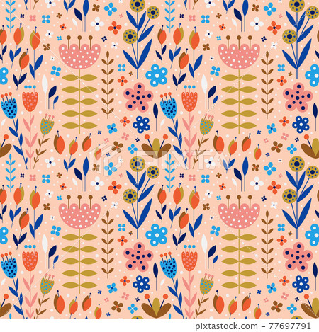 Abstract Flowers and Plants Botanical Flat Pattern 77697791