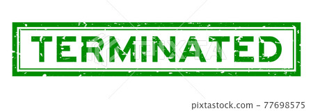 Grunge green terminated word square rubber seal stamp on white background 77698575
