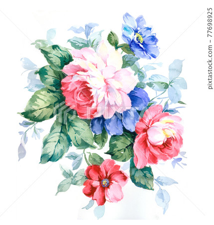 色彩豐富的花卉素材組合和設計元素 色彩豐富的花卉素材組合和設計元素 77698925