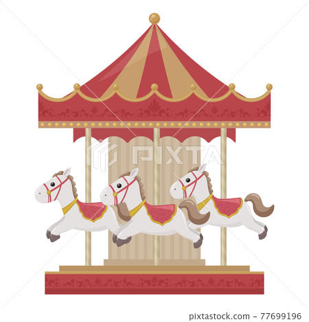 復古可愛的旋轉木馬插畫_red_gold 復古可愛的旋轉木馬插畫_red_gold 77699196
