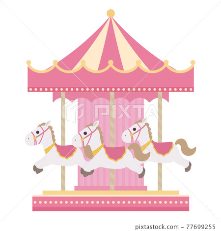 可愛的旋轉木馬 illustration_pink_flat 可愛的旋轉木馬 illustration_pink_flat 77699255