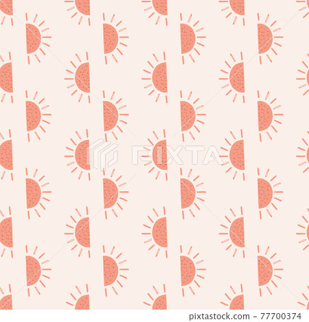Childish sun ornament seamless pattern in cute... - Stock Illustration ...